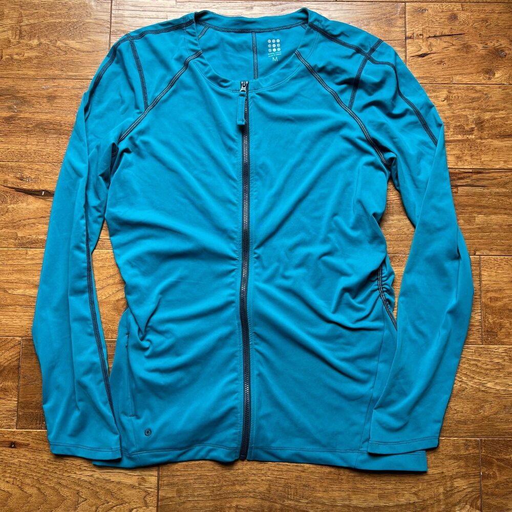 Teal Zip Up Sun Swim Shirt Rash Guard Sun Protection Title Nine Women's Medium